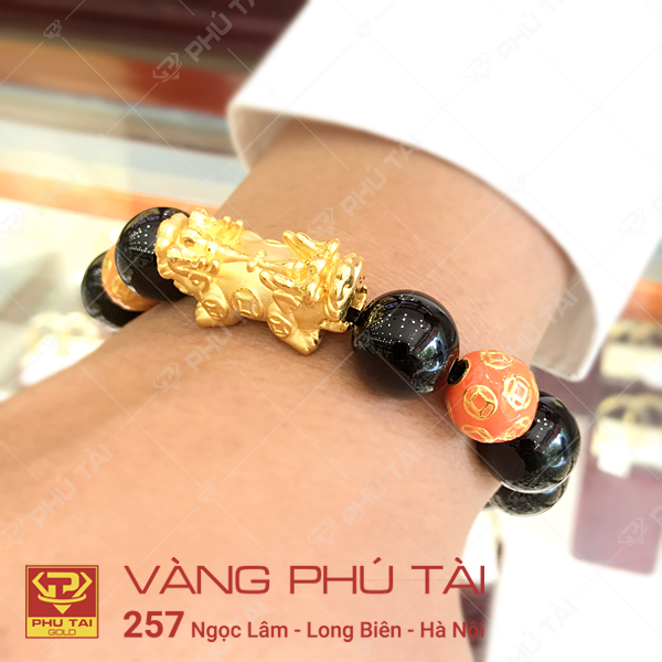 Charm đá phong thủy mix vàng 24K